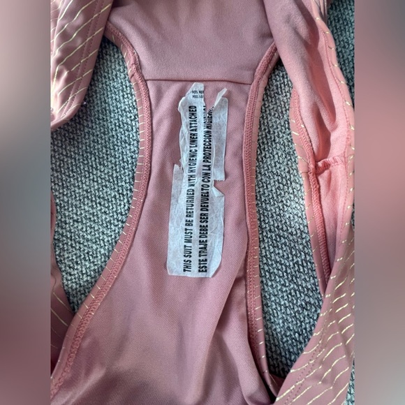 Pink Bikini Bottom with Gold Stripes - Picture 10 of 14